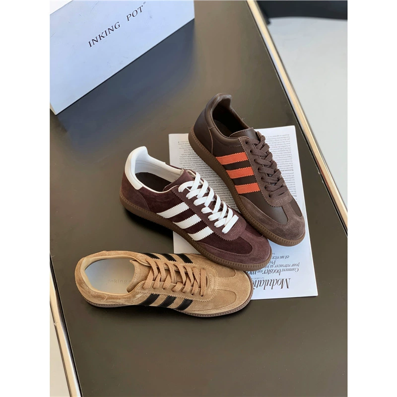 Женские повседневные кроссовки из натуральной кожи в стиле ретро Майярд, новые модели 2025 года, оптом, без этикеток, на шнуровке, круглый носок.