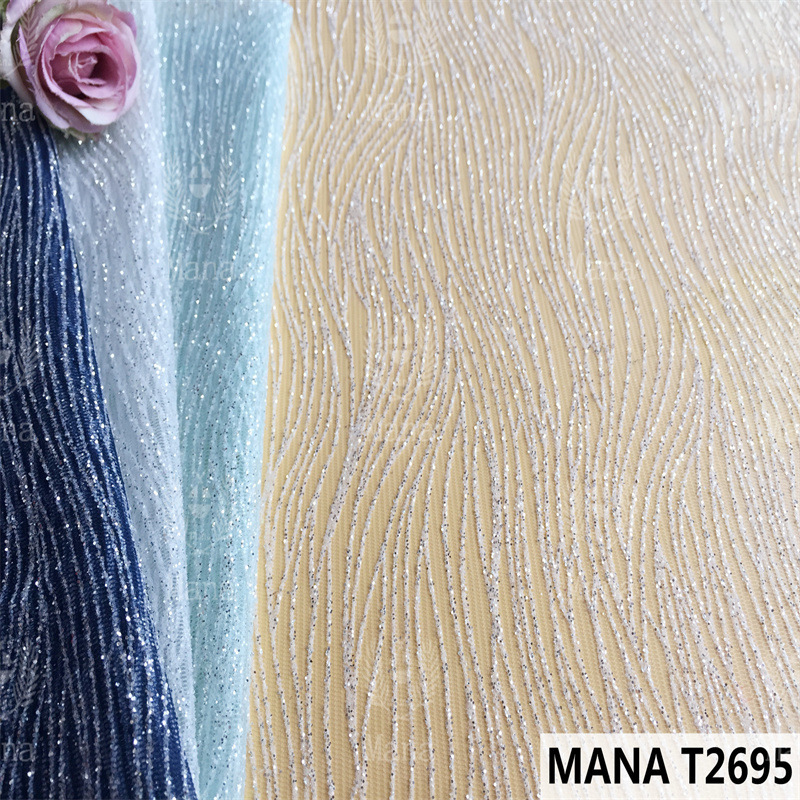 玛纳加强网布烫金高闪银 婚纱礼服 舞台装 演出服DIY装饰蕾丝面料