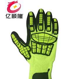 TPR防撞防刺防震防砸机械耐磨耐用抗冲击劳保机械加绒保暖厚手套