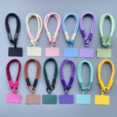 マカロン系ショートタイプ携帯ストラップ携帯電話パッドダブルヘッド紛失防止手編み男女通用手首ロープ