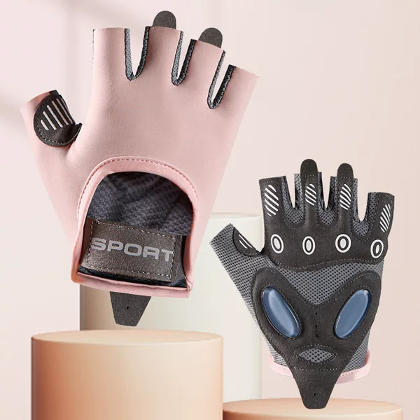 Half-Finger Fitness Gloves for Women, Non-Slip Sports Wear-Resistant Air Cushion, Shock-Absorbing Ice Silk Breathable Yoga Anti-Callus Cycling Gloves