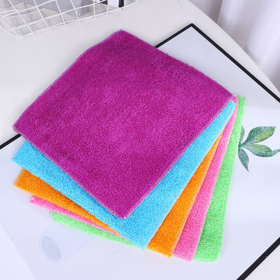 双层加厚竹纤维洗碗布中号清洁布吸水不沾油厨房洗碗抹布厂家批发