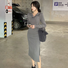 秋装女2023年连帽连衣裙长袖修身显瘦休闲裙子气质长裙卫衣裙优雅