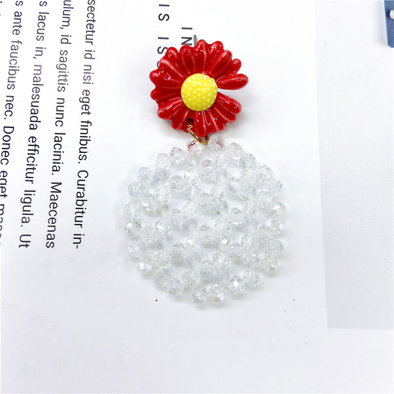 Missing Petals Daisy Flowers Hand-beaded Metal Earrings display picture 3