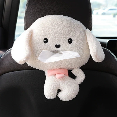 supplies decoration, Car tissue box/set - white-teddy