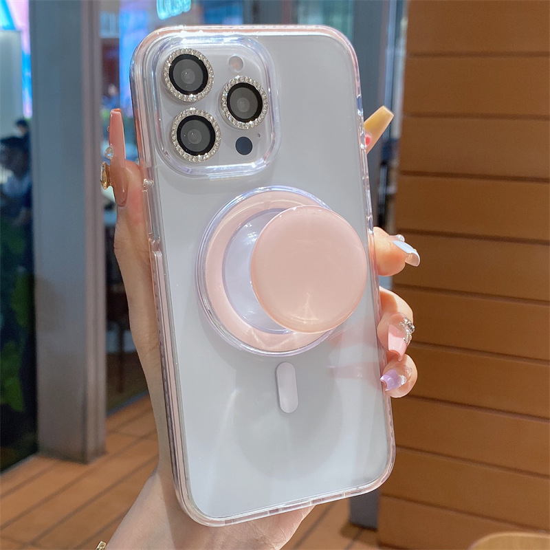 Funda de teléfono magnética transparente de color para Apple 16ProMax simple 15Pro pareja 14/13 nuevo 15PM