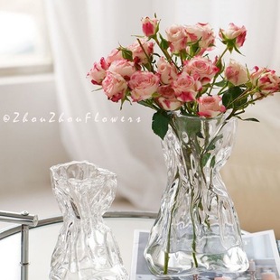 Creative Hydroponic Glass Flower Vase Artistic Flower Arrangement Transparent Simple Living Room Dining Table Home Decoration Ornaments