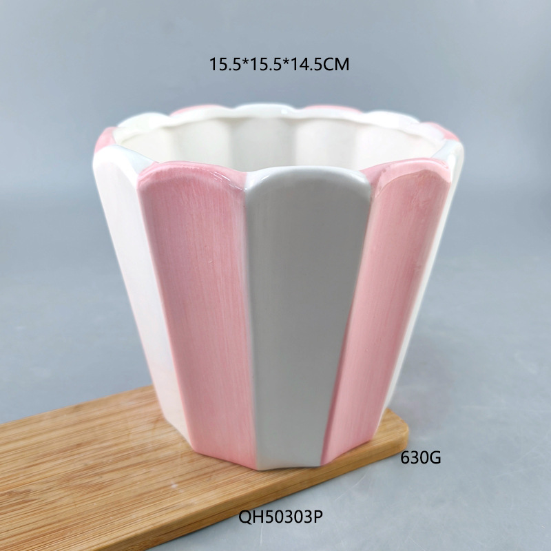 Maceta de cerámica con diseño de dibujos animados para suculentas, con esmalte de color, arcilla blanca, recipiente redondo transpirable para flores, soporte de hierro, maceta tamaño pulgar, hecha a medida, superventas transfronteriza.