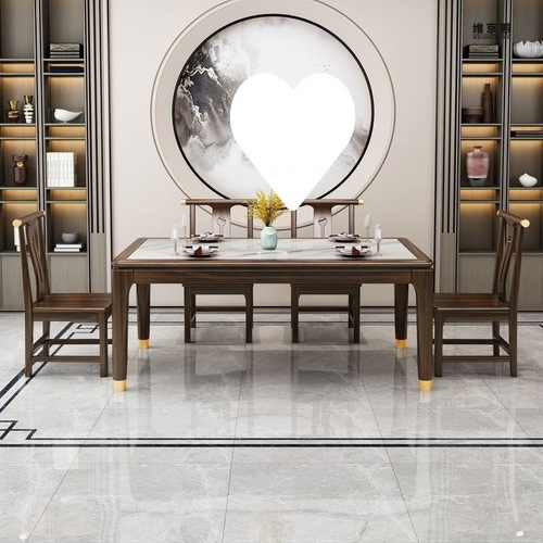 New Chinese style dining table solid wood household rectangular slate table style commercial long table small dropshipping independent station dropshipping