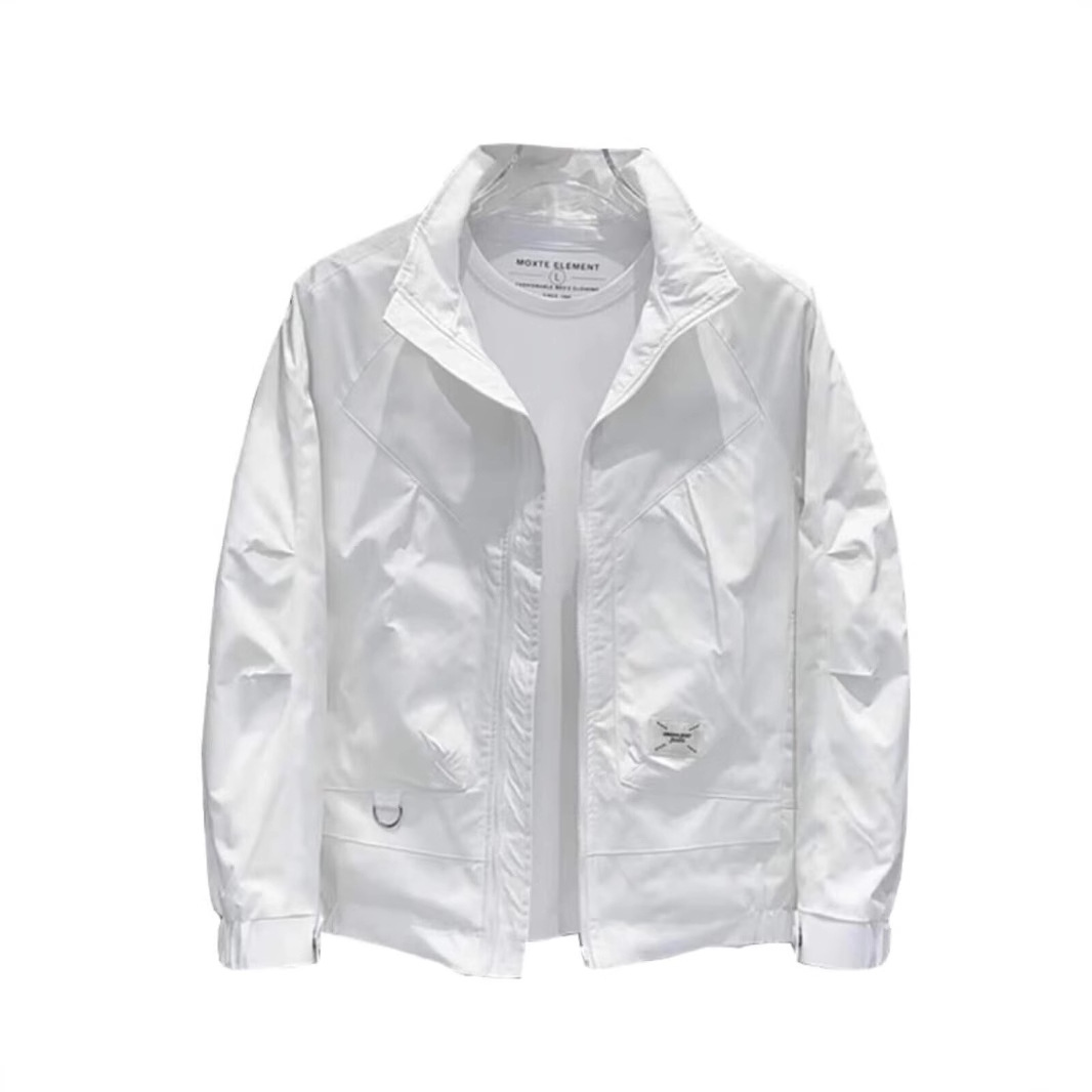 Muxi ropa de hombre chaqueta de hombre de verano tendencia de moda de cuello guapo chaqueta casual de hombre de color sólido image 5