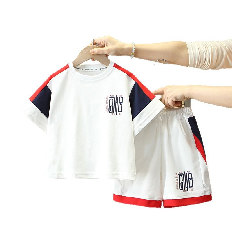 8081 ropa para niños traje para niños 2025 nuevo verano atractivo vestido de verano de manga corta de dos piezas ropa de bebé delgada