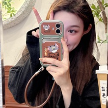 动漫汤姆猫和杰克鼠适用iPhone16苹果15ProMax手机壳14腕带13卡包