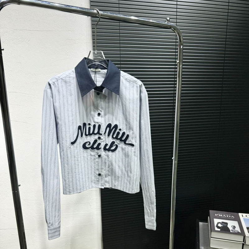 mm25秋冬新款洋气别致烧花logo刺绣拼色翻领衬衣|undefined