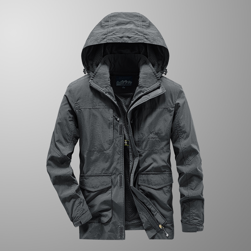 Chaqueta al aire libre transfronteriza para hombres primavera y otoño secado rápido a prueba de viento tamaño grande suelto delgado comercio exterior carga chaqueta de trabajo casual para hombres