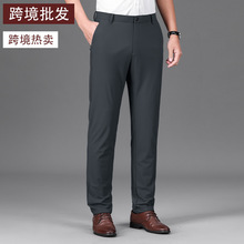 【跨境新款】男士休闲裤中年宽松直筒爸爸高腰长裤子爸爸免烫加绒