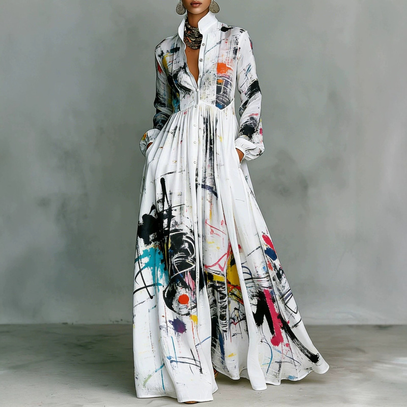 2026 New Cross-Border Foreign Trade Dress, European and American Floral Pattern Digital Print Long Dress 2026 New Cross-Border Foreign Trade Dress, European and American Floral Pattern Digital Print Long Dress