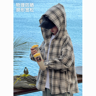 Children's Hooded Shirt Spring and Summer New Jacket Boys Campus Internet Celebrity Popular Style Boys Handsome Versatile Trendy Shirt