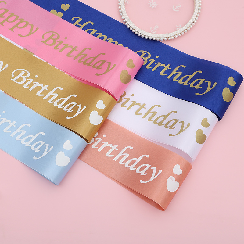 birthday party decoration crown headband happy birthday shoulder strap ceremonial band birthday girl dress up hairpin band