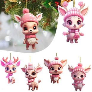 Cross-Border Sika Deer Christmas Pendant Cute Elk Reindeer Happy Christmas Decoration for Home Christmas Tree Decoration