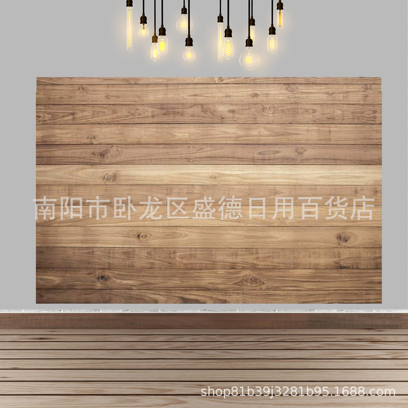 Cross-border retro country wood floor background birthday party banner photography background cloth photo props wholesale