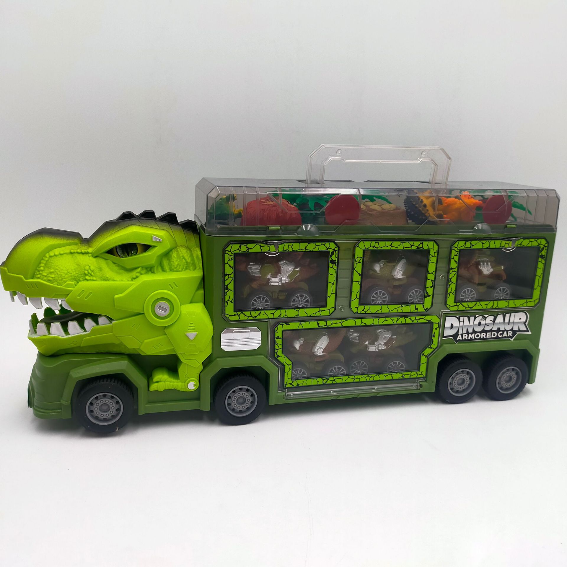 El Comercio exterior transfronterizo nuevo dinosaurio almacenamiento coche inercia Tire hacia atrás coche Modelo de dinosaurio grande para niños juguetes para niños