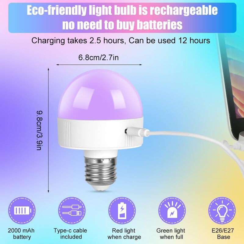 クロスボーダー USB 充電式電球 E26 ナイトライト雰囲気電球ランプリモコンセンサーベッドサイドテーブルランプ壁ランプ緊急|undefined