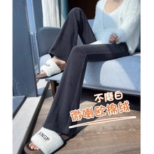 灯芯绒喇叭裤女秋冬季加绒加厚雪尼尔灰色高腰显瘦小个子微喇裤子