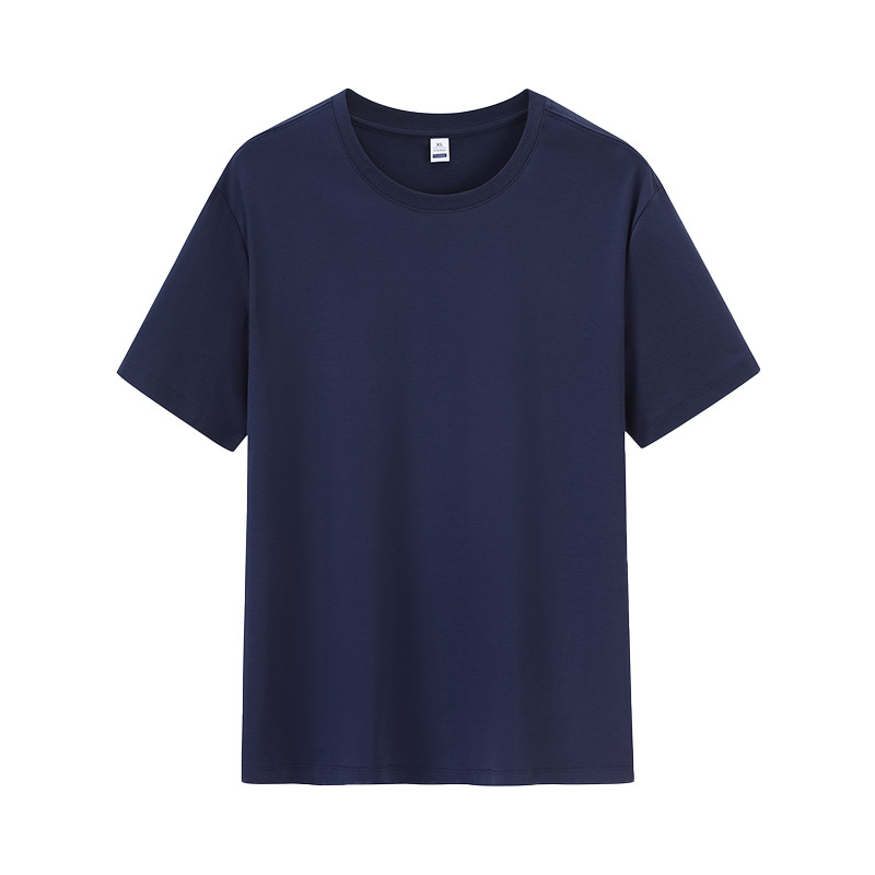 Verano anti-arrugas mercerización líquida de amoníaco ropa de trabajo de cuello redondo camiseta de capacitación de mangas cortas camiseta de grupo camiseta personalizada