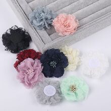 韩版蕾丝花朵发夹手工定型花芯diy饰品儿童发饰头花鞋帽围巾饰花