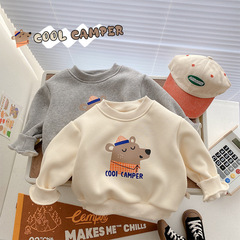 Children's Fleece Sweatshirt 2022 Winter Men and Women Baby One Piece Fleece Underwear Infant Korean Style Warm Upper Clothing 