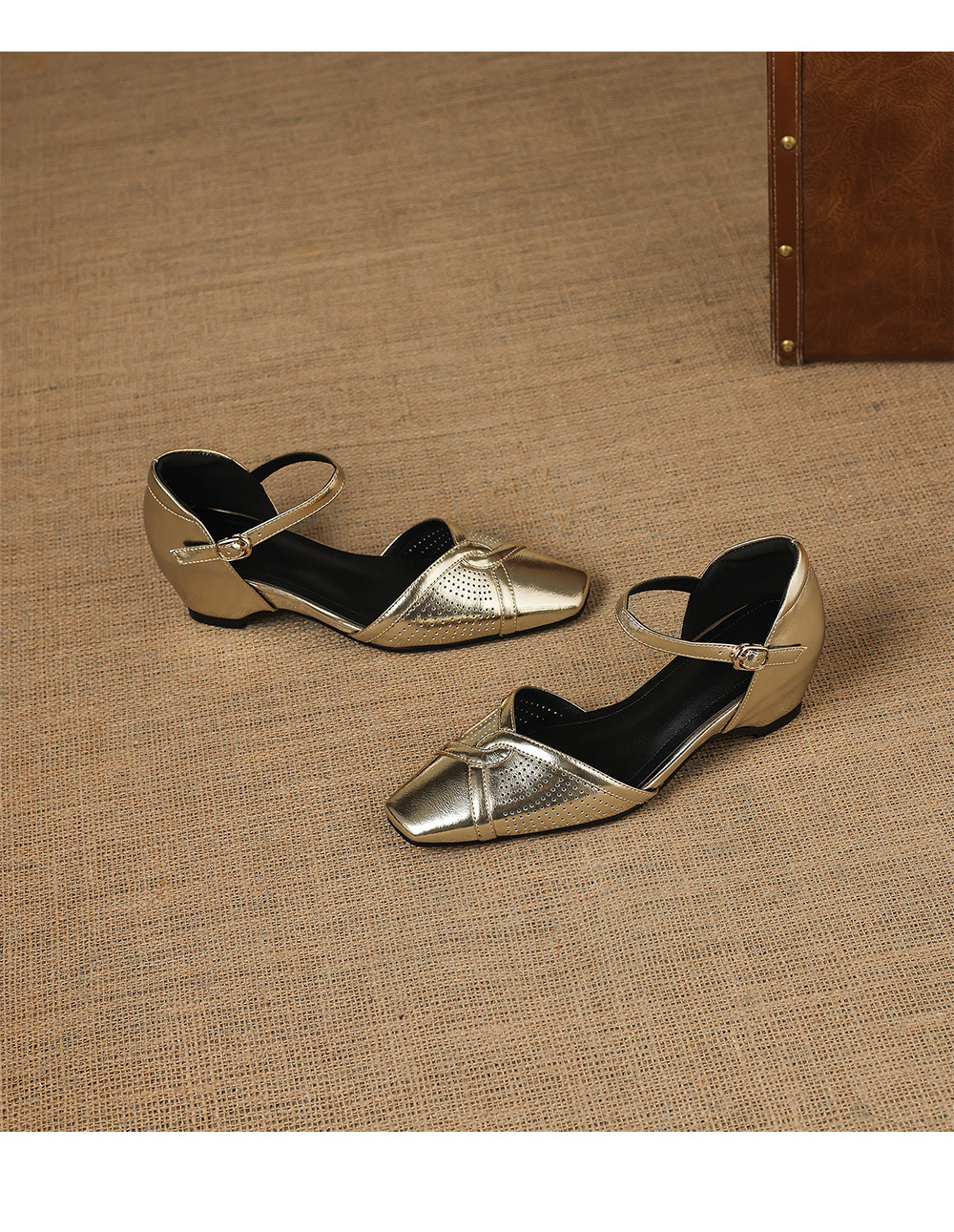 Sandal cao gót nữ quai ngang mũi vuông kiểu Pháp, gót thô ổn định — đen chi tiết 20