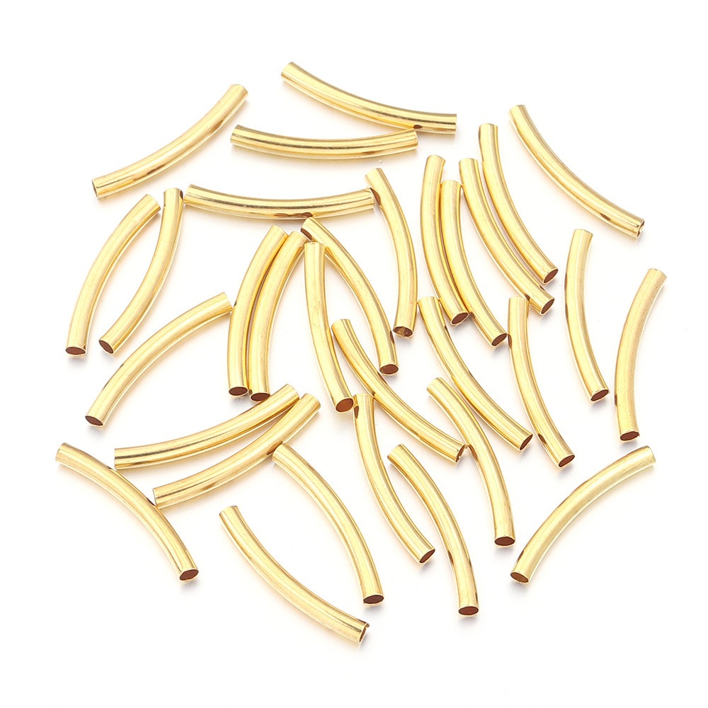 Glossy golden bent pipe