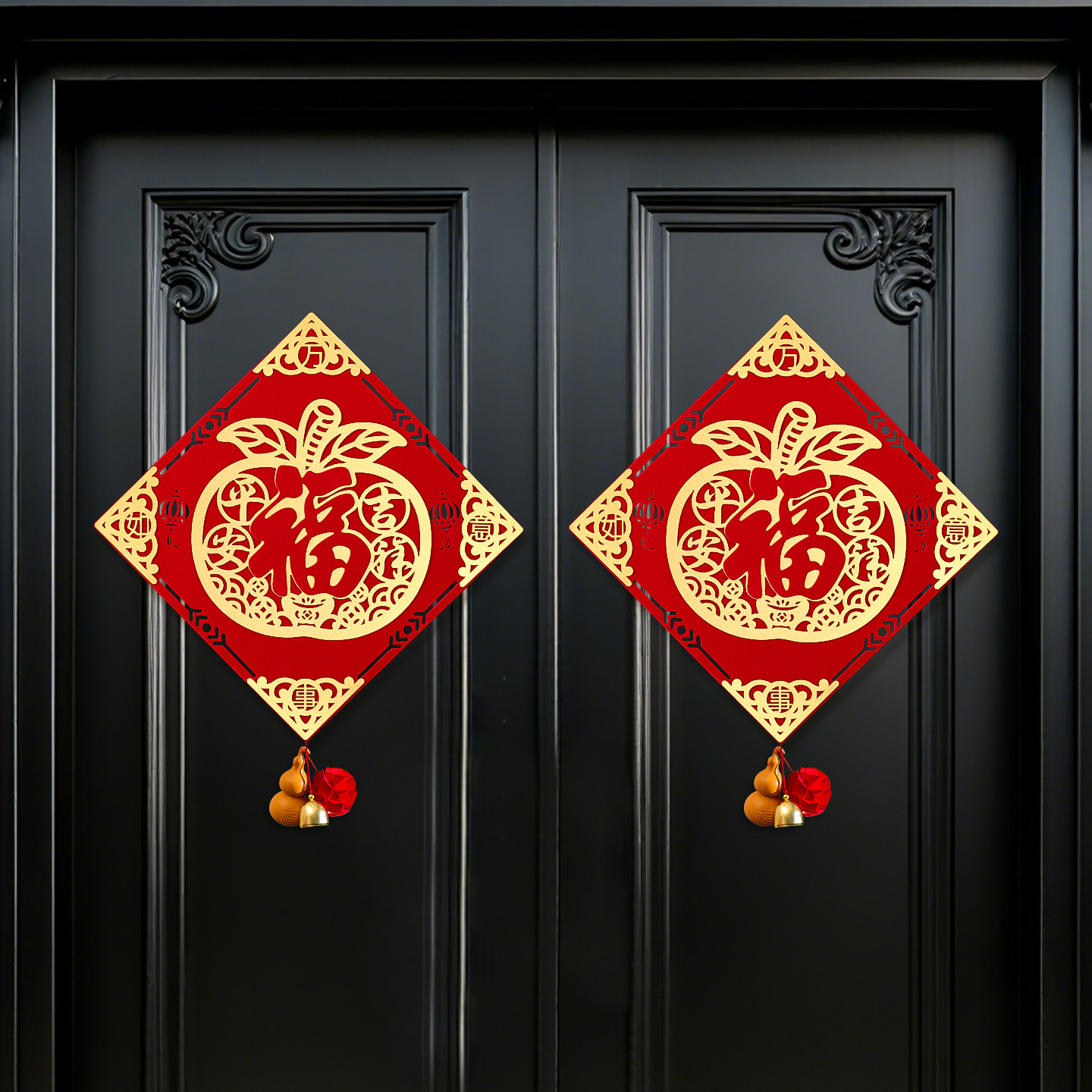 2026马年福字门贴新年装饰葫芦挂件春节过年家用立体大门贴纸装饰