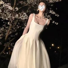 【ワルツ】女性用サスペンダーワンピース、メッシュふわふわ妖精ハイエンドロングスカート