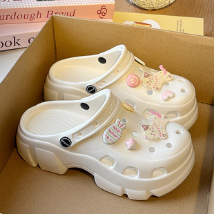 Ggglu Thick-Soled Clogs Women's Cute 2025 New Summer Outer Wear Seaside Beach Shoes Platform Sole Heightening