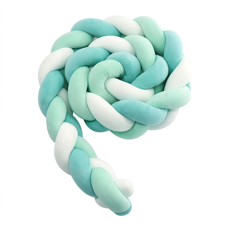Protector de Barandilla de Cama con Trenza de Tres Hebras, Decoración de Barandilla de Cama para Bebés y Niños, Almohada Anudada de Estilo Europeo Tejida a Mano Estilo Ins.