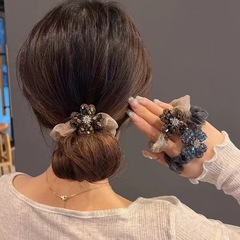水ドリル欧根紗大腸ヘアリング女性高級感髪髪花成人シンプル気質太い髪ひも輪ゴム