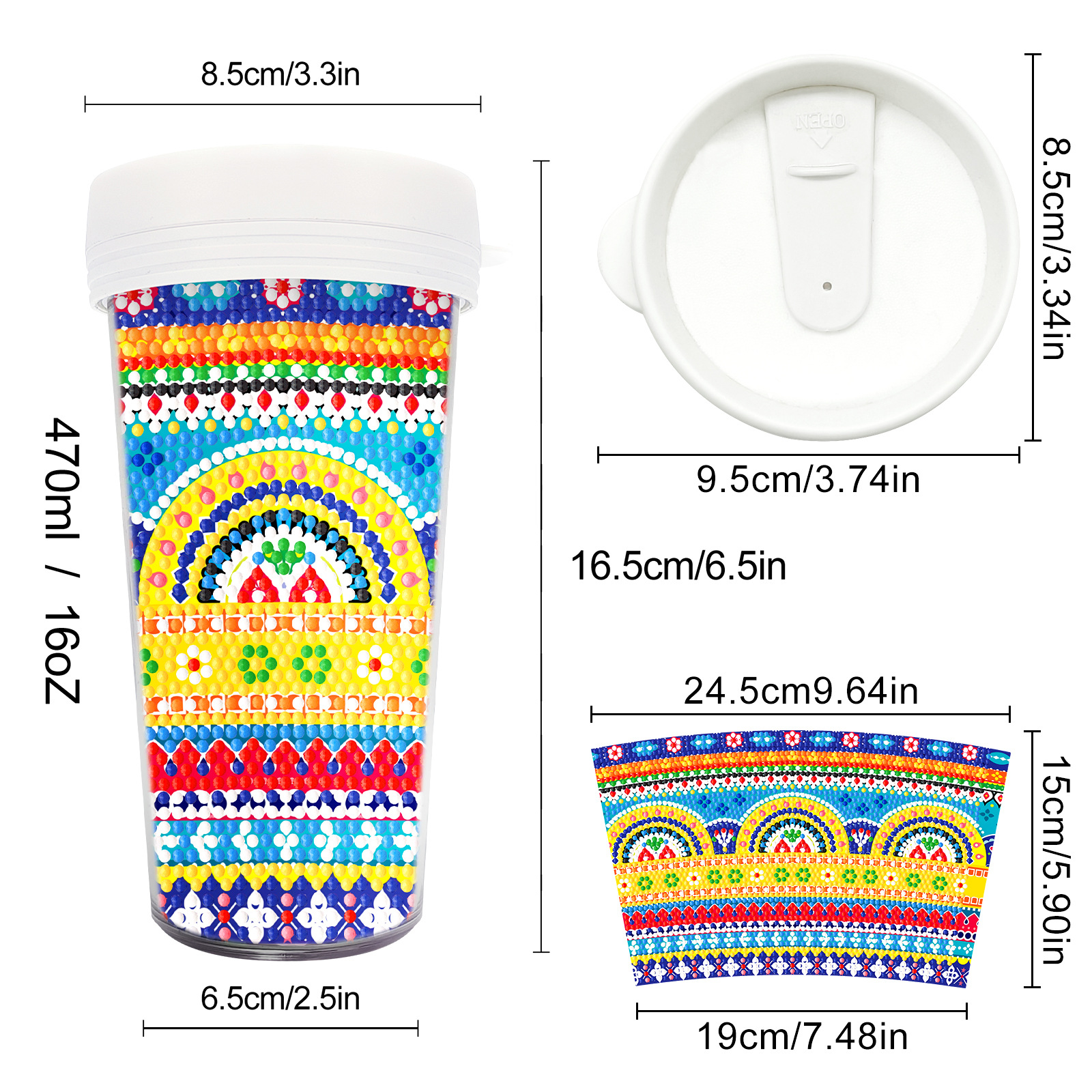 Pintura de diamantes seleccionada nueva taza de bricolaje pintura de diamantes completa etiqueta de artesanía de diamantes botella de agua para beber distribución al por mayor