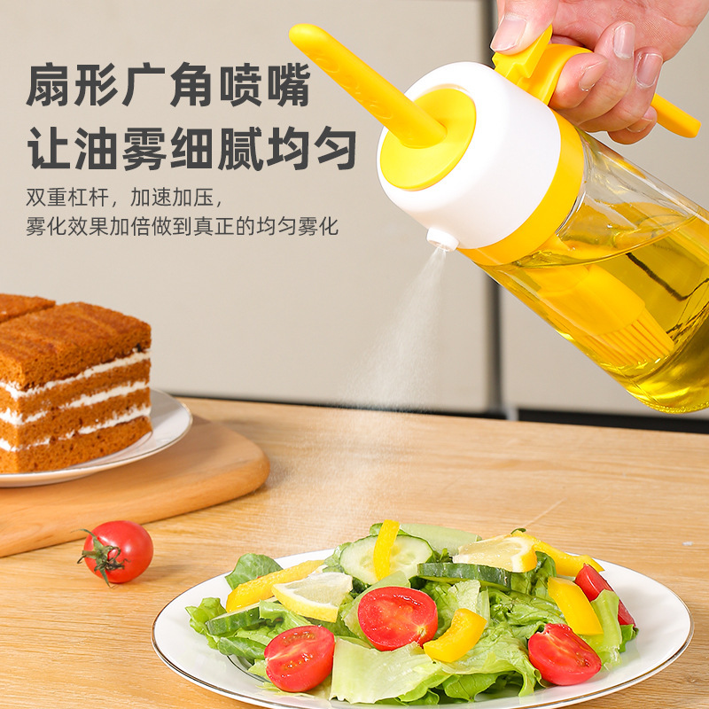 新品喷油壶自带硅胶刷头喷刷两用玻璃油壶大容量厨房喷刷一体油壶|undefined
