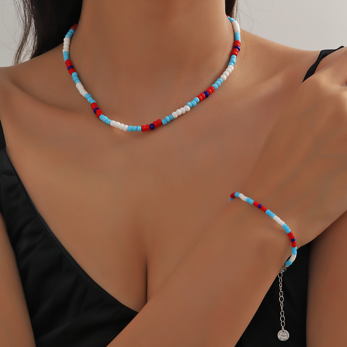 La ópera tailandesa interpreta mi amor con tu corazón bkpp mismo estilo colorido collar de cuentas de arroz de vidrio collar de pulsera con cuentas