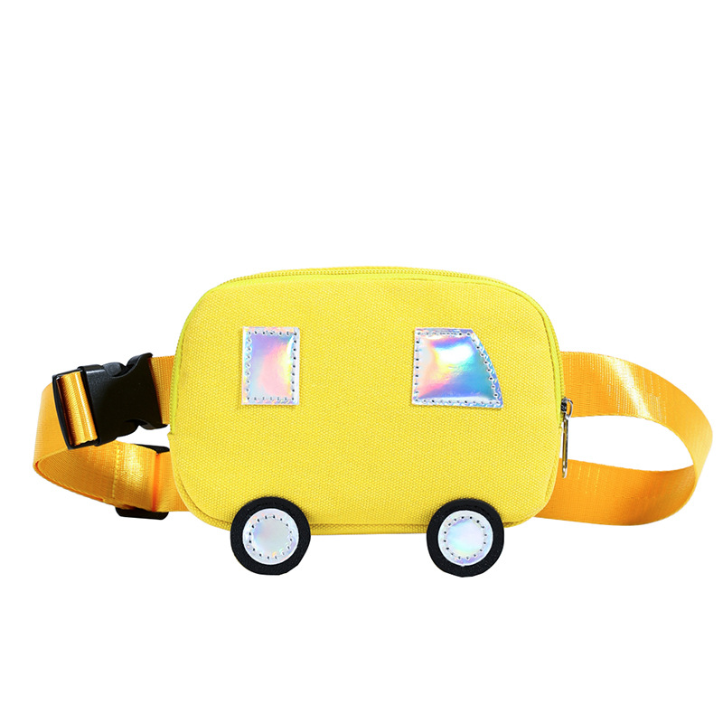 Cartoon lindo coche para niños y niñas bolso de pecho lona de moda contraste color estilo occidental bolso de mensajero para bebés nuevo bolso para niños
