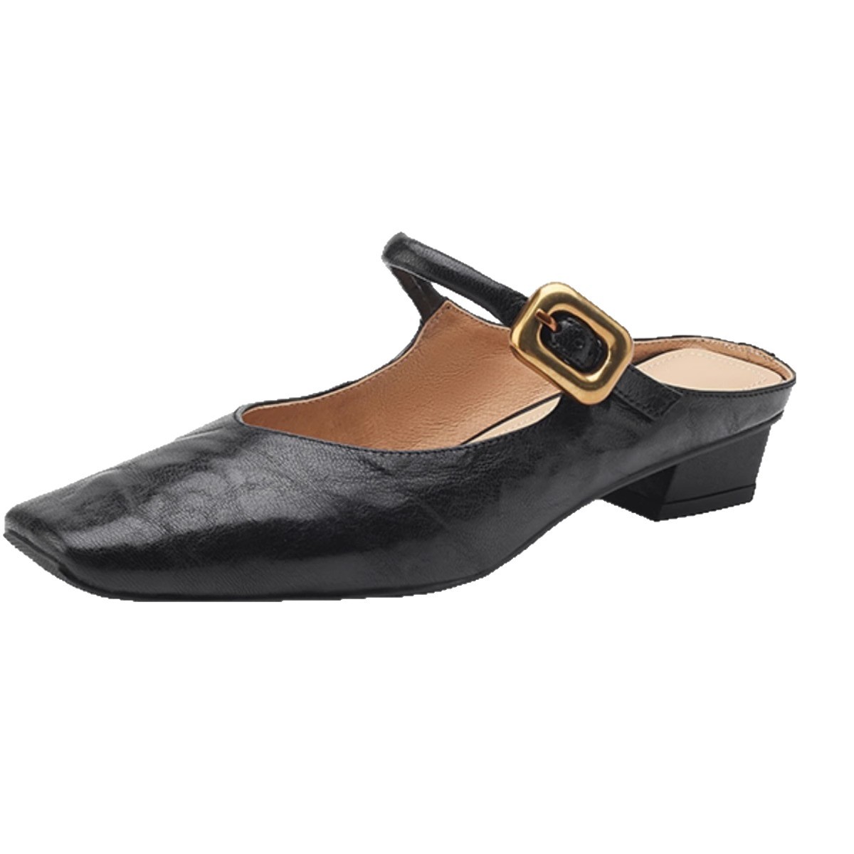 Chao no sur ~ adelgazamiento V boca retrógrada de botón de oro universal Baotou Mary Zhen sandalias de medio trapezo para mujeres de verano usar mueller zapatillas frías