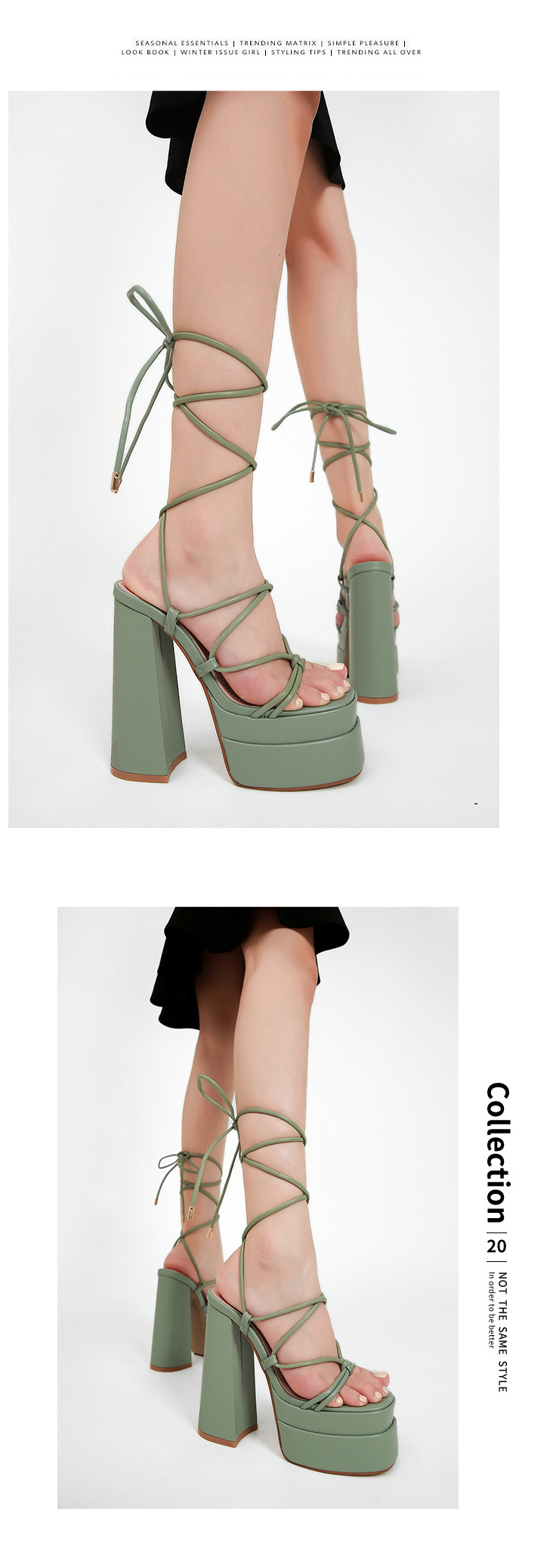 Sandal cao gót La Mã nữ quai dây mảnh, gót 9 cm, phong cách catwalk — Màu tím chi tiết 15