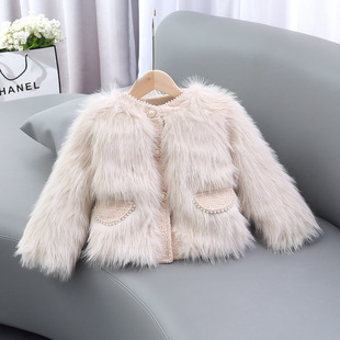 Girls' fur coat faux fox fur new style children's fur one baby winter cotton wool sweater