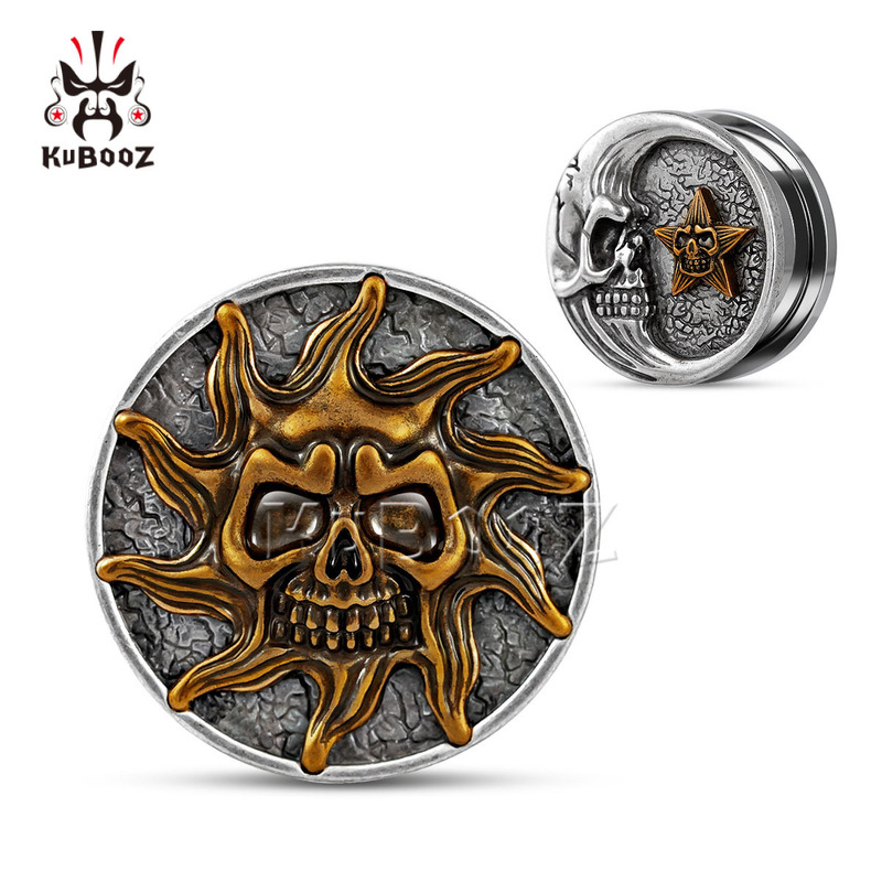 Bos Jewelry New Sun Moon Skull Ear Expander Ear Hole Expander Ear Stud Ear Cartilage Body Piercing Ear Expander