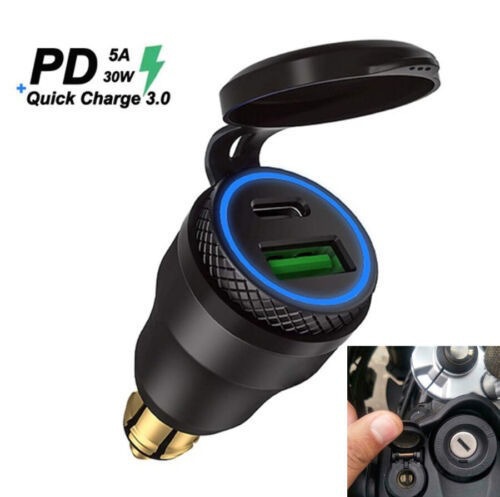 Motorcycle Small Diameter European Cigarette Lighter Mobile Phone USB Aluminum Alloy Charger Adapter Pd Super Fast Charging