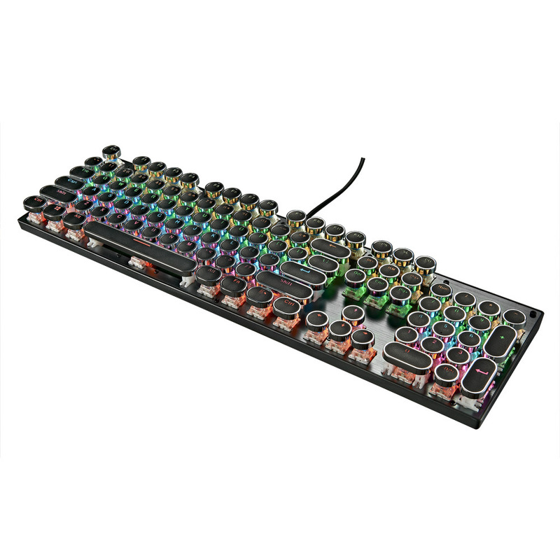 Real Mechanical Retro Punk Keyboard 104 Keys Green Switch Computer Office Metal Panel Rgb Light Gaming Real Mechanical Retro Punk Keyboard 104 Keys Green Switch Computer Office Metal Panel Rgb Light Gaming