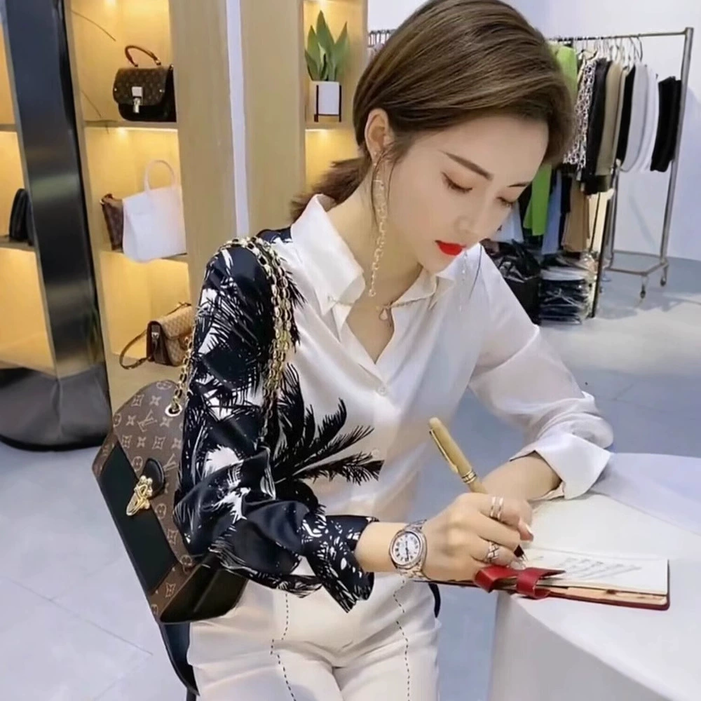 Модные интеллектуальные женские топы 2025 ранняя осень новая мода элегантная свободная утягивающая повседневная рубашка с цветными блоками