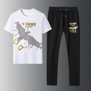 Summer New Business Men's Sports and Leisure Suits for Young and Middle-Aged People, Fashionable and Versatile Two-Piece Suits, High-End Men's Clothing 00