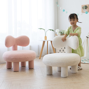 Nordic Creative Children's Small Sofa Baby's Imitation Lamb Wool TY Leisure Chair Living Room Designer Shoe Changing Stool Low Stool